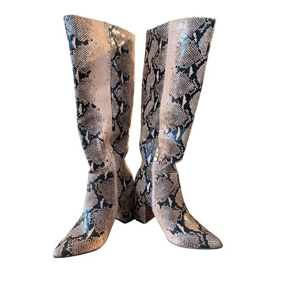 For Fashion Nova Shoes - Fashion NOVA Snake Print Tall To Knees Boots - Size 7 READ